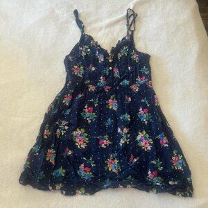 abercrombie kids blue floral babydoll top